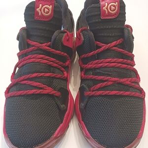 NIKE Zoom KD 10 Red/Black Gold Metallic Swoosh Sneakers Size 11C